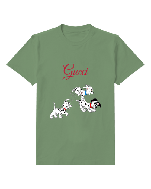 Sage Green Playful Spotted Puppy Group Graphic T-Shirt - front product view