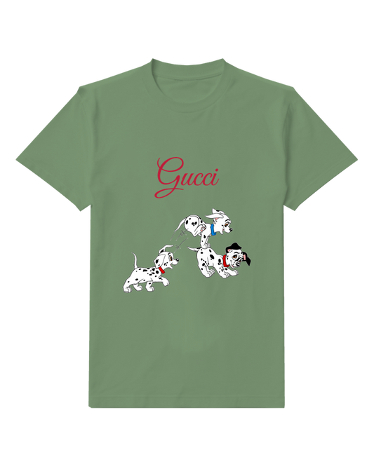 Sage Green Playful Spotted Puppy Group Graphic T-Shirt - front product view