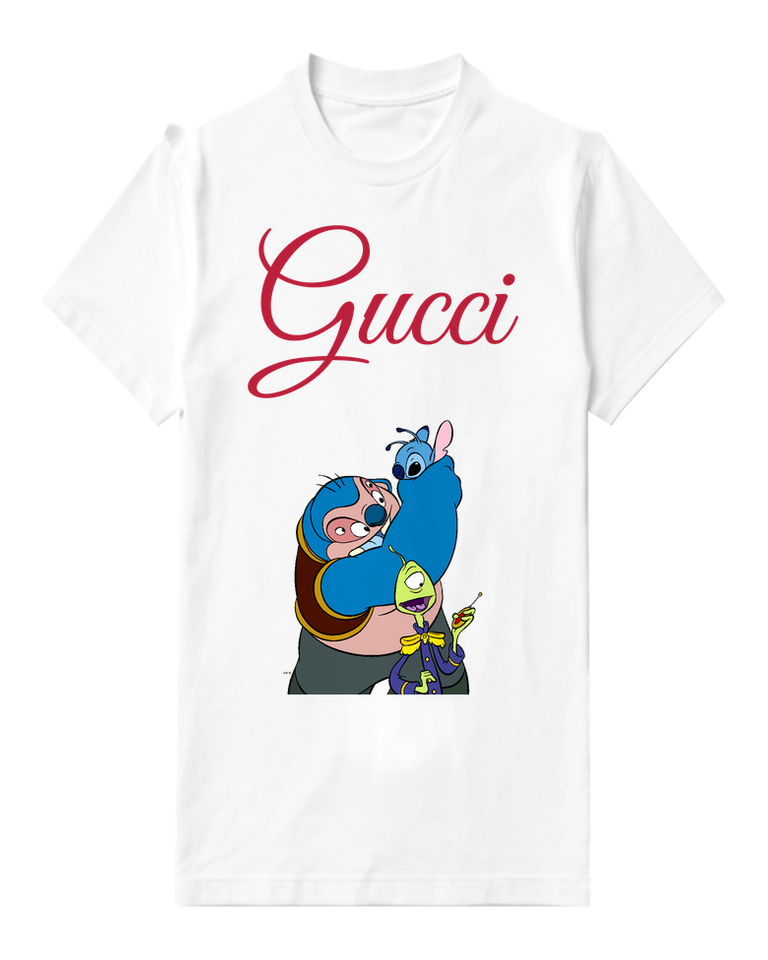 White Stitch Held By Blue Figure Graphic T-Shirt - front product view