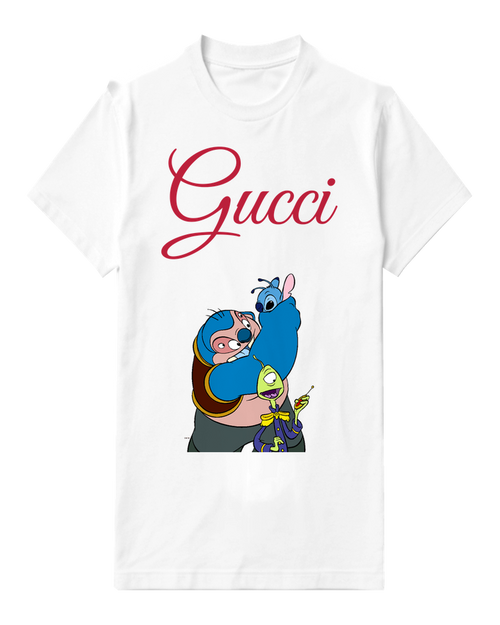 White Stitch Held By Blue Figure Graphic T-Shirt - front product view