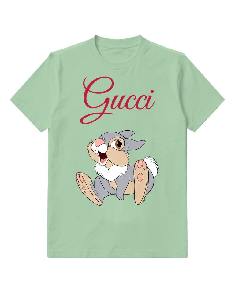 Sage Green Rabbit Big Feet Laugh Graphic T-Shirt - front product view
