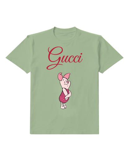 Sage Green Piglet Standing With Arms Crossed Graphic T-Shirt - front product view