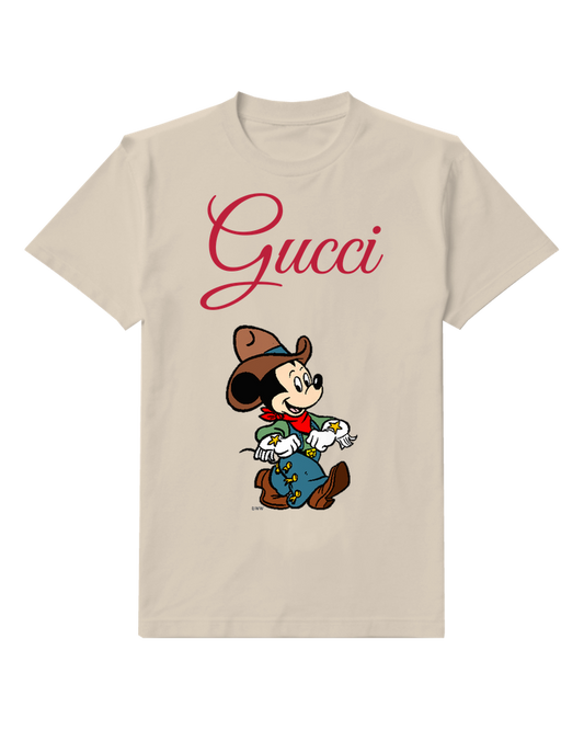 Ivory Cowboy Mickey Mouse Smiling Holding Tools Graphic T-Shirt - front product view