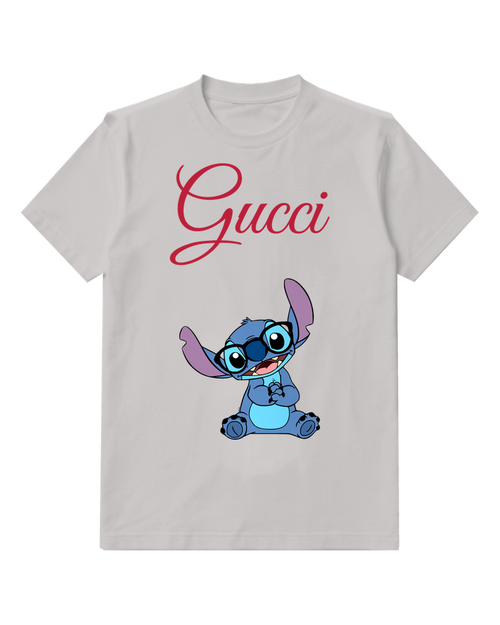Light Gray Blue Alien With Glasses Sitting Graphic T-Shirt - front product view