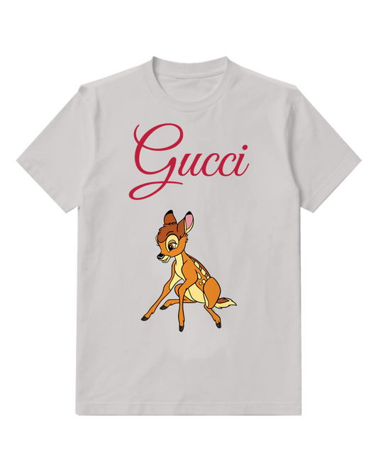 Light Gray Seated Spotted Fawn Graphic T-Shirt - front product view