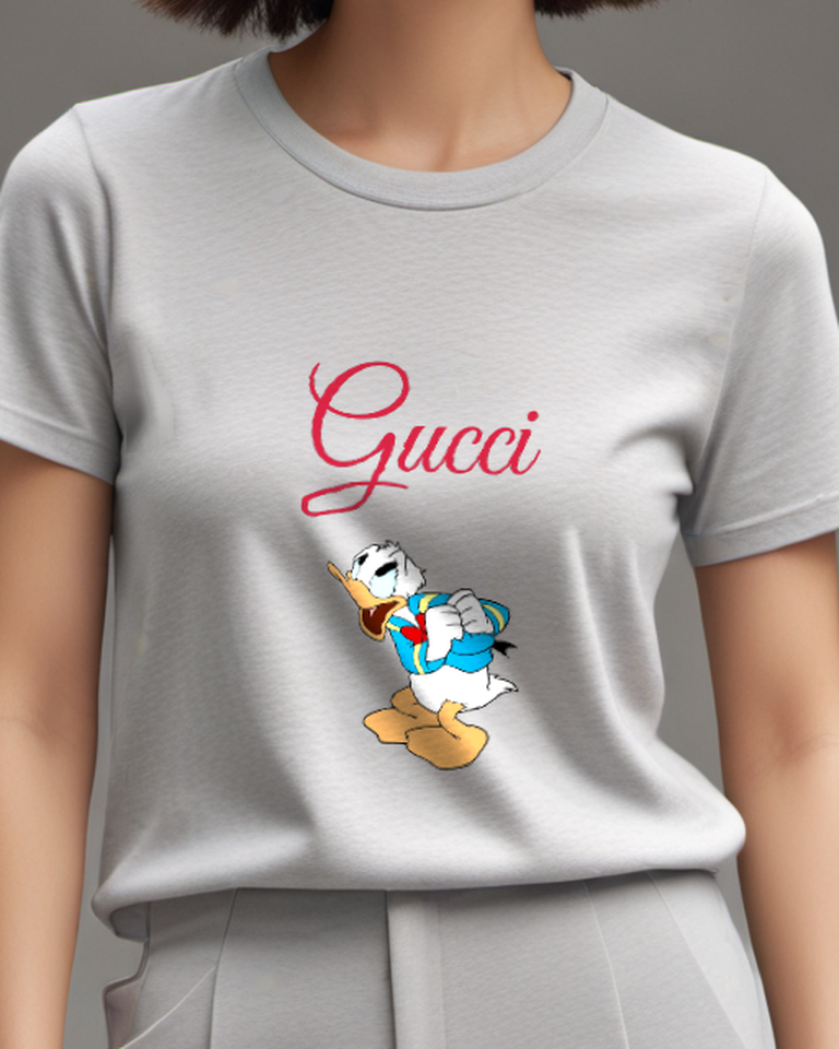Light Gray Donald Duck Excited Fist Raised Graphic T-Shirt - model wearing view