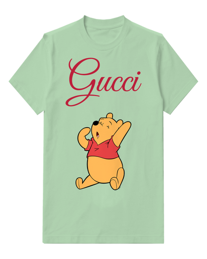Sage Green Seated Bear Open Paws Graphic T-Shirt - front product view