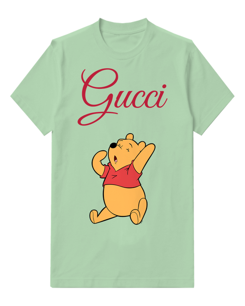 Sage Green Seated Bear Open Paws Graphic T-Shirt - front product view