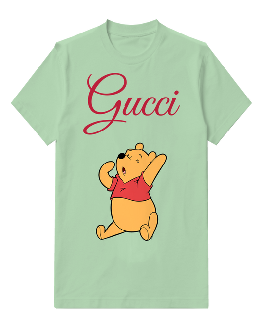 Sage Green Seated Bear Open Paws Graphic T-Shirt - front product view