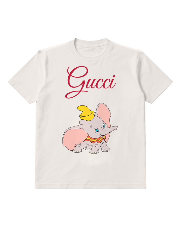 White Cute Elephant In Playful Stance Graphic T-Shirt - front product view