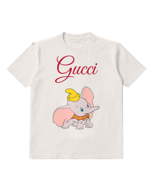 White Cute Elephant In Playful Stance Graphic T-Shirt - front product view