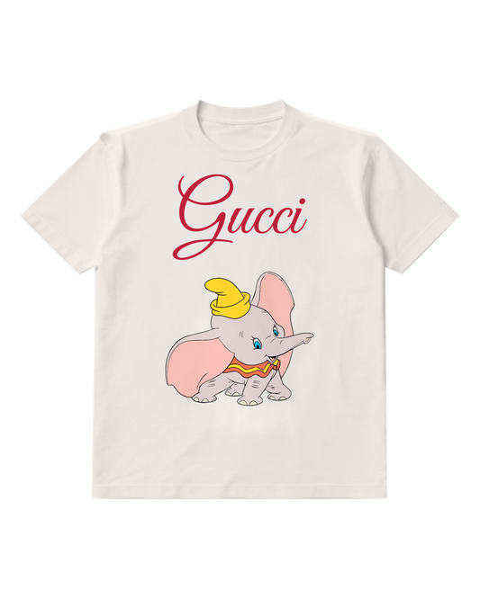 White Cute Elephant In Playful Stance Graphic T-Shirt - front product view