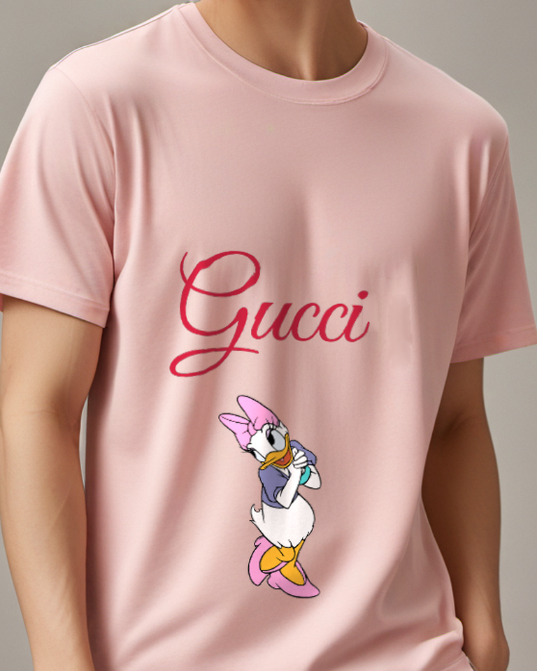 Blush Pink Daisy Duck In Thoughtful Stance Graphic T-Shirt - model wearing view