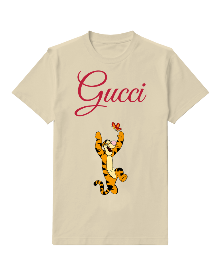 Ivory Tigger Jumping For Butterfly Graphic T-Shirt - front product view
