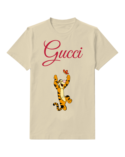 Ivory Tigger Jumping For Butterfly Graphic T-Shirt - front product view