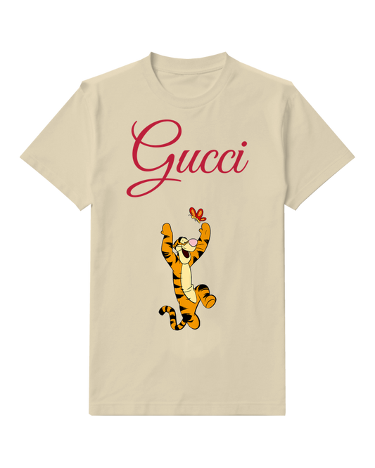 Ivory Tigger Jumping For Butterfly Graphic T-Shirt - front product view