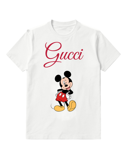 White Red Script Mouse Graphic T-Shirt - front product view