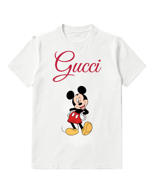 White Red Script Mouse Graphic T-Shirt - front product view