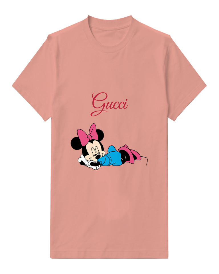 Blush Pink Minnie Mouse Resting On Belly Graphic T-Shirt - front product view