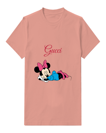 Blush Pink Minnie Mouse Resting On Belly Graphic T-Shirt - front product view