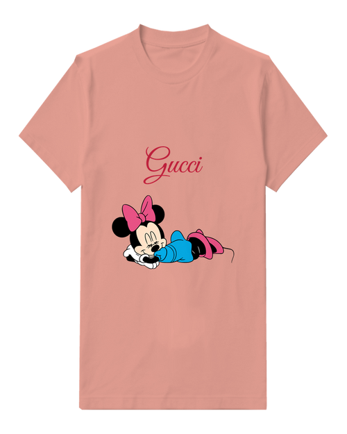 Blush Pink Minnie Mouse Resting On Belly Graphic T-Shirt - front product view