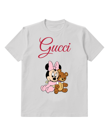 Light Gray Baby Bow Mouse Teddy Graphic T-Shirt - front product view