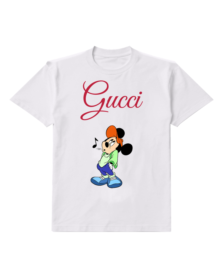 White Orange Cap Mouse With Blue Shoes Graphic T-Shirt - front product view