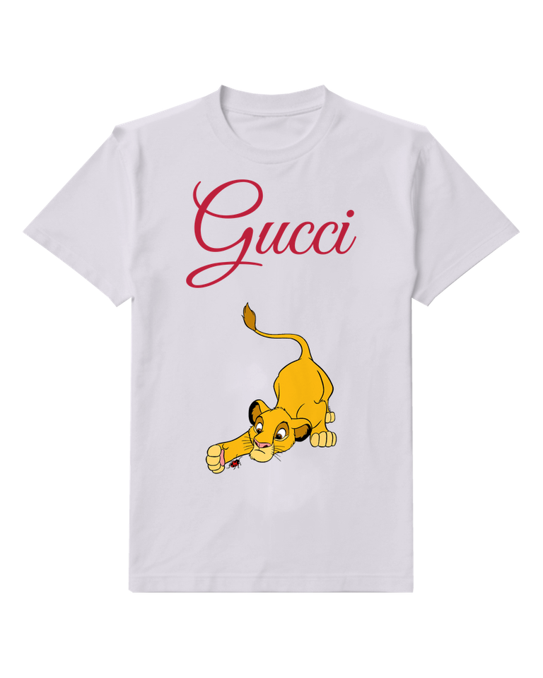 Light Gray Young Lion Cub On Belly Graphic T-Shirt - front product view