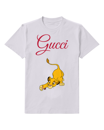Light Gray Young Lion Cub On Belly Graphic T-Shirt - front product view