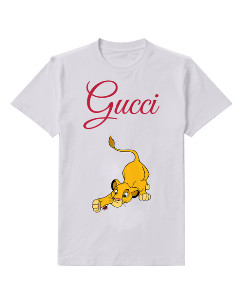 Light Gray Young Lion Cub On Belly Graphic T-Shirt - front product view