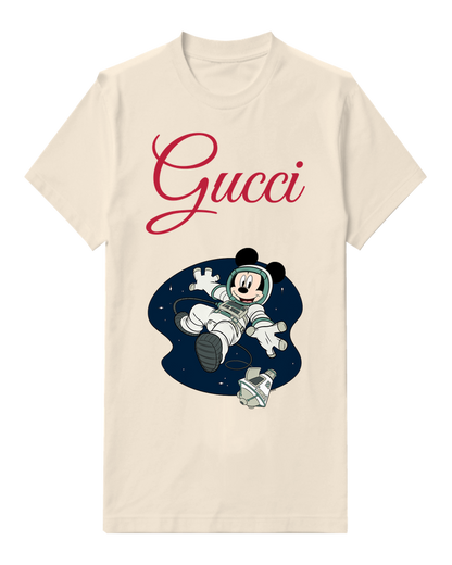 Ivory Mickey Mouse Astronaut Floating In Space Graphic T-Shirt - front product view