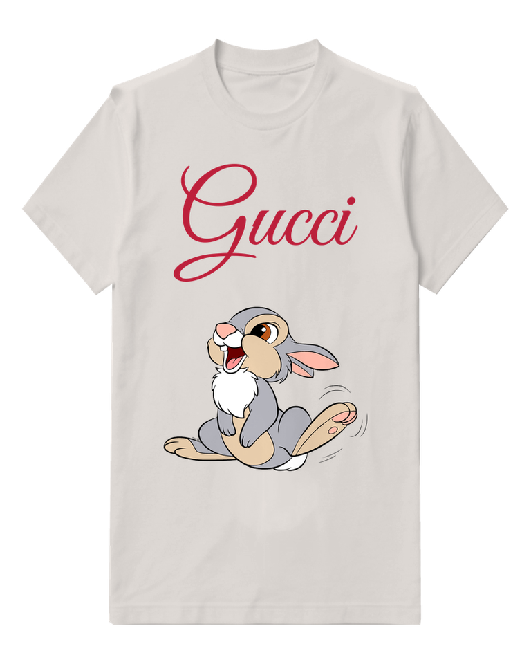 Light Gray Reclining Rabbit Long Feet Graphic T-Shirt - front product view