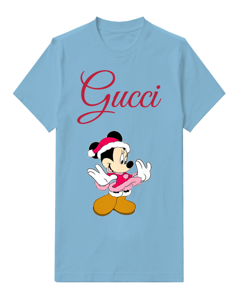 Sky Blue Minnie Mouse Waving Cheerfully Graphic T-Shirt - front product view