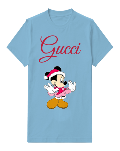 Sky Blue Minnie Mouse Waving Cheerfully Graphic T-Shirt - front product view