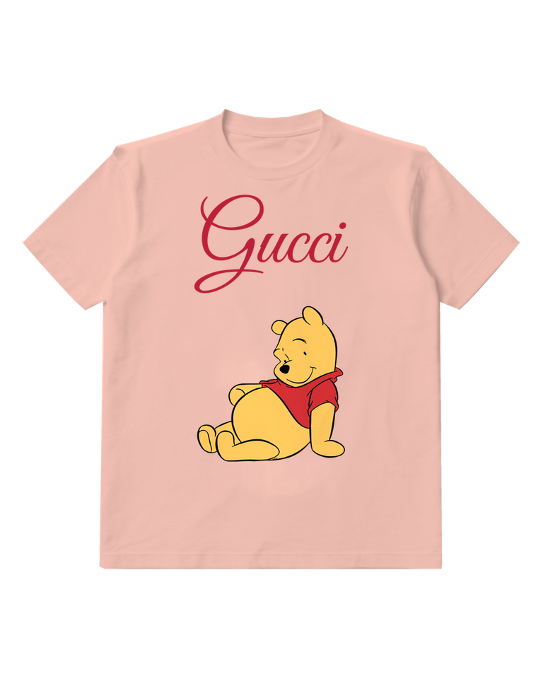 Blush Pink Winnie The Pooh Sitting Relaxed Graphic T-Shirt - front product view