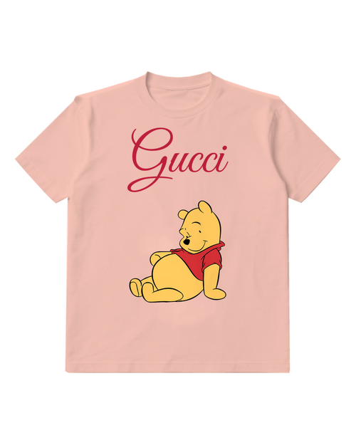 Blush Pink Winnie The Pooh Sitting Relaxed Graphic T-Shirt - front product view