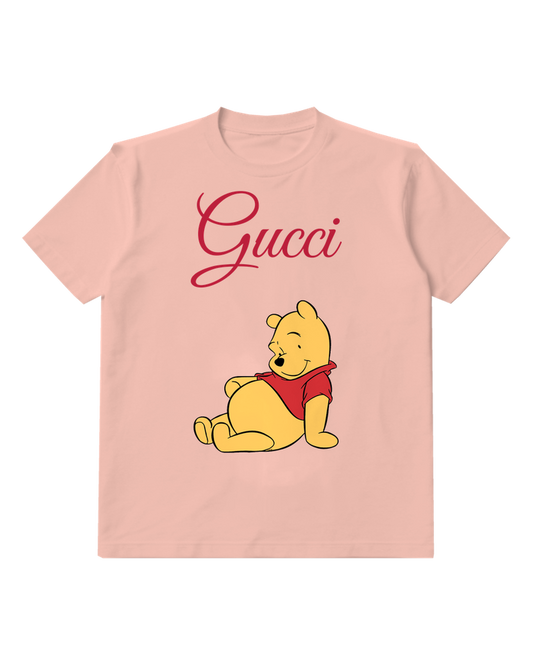 Blush Pink Winnie The Pooh Sitting Relaxed Graphic T-Shirt - front product view