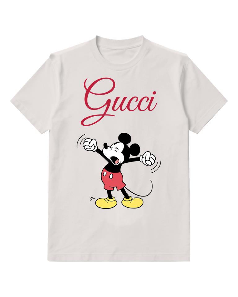 Light Gray Mickey Mouse Yawning Widely Graphic T-Shirt - front product view