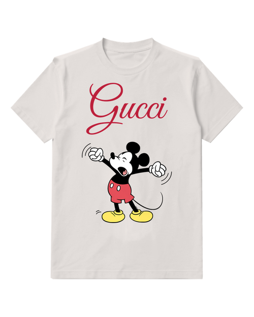 Light Gray Mickey Mouse Yawning Widely Graphic T-Shirt - front product view