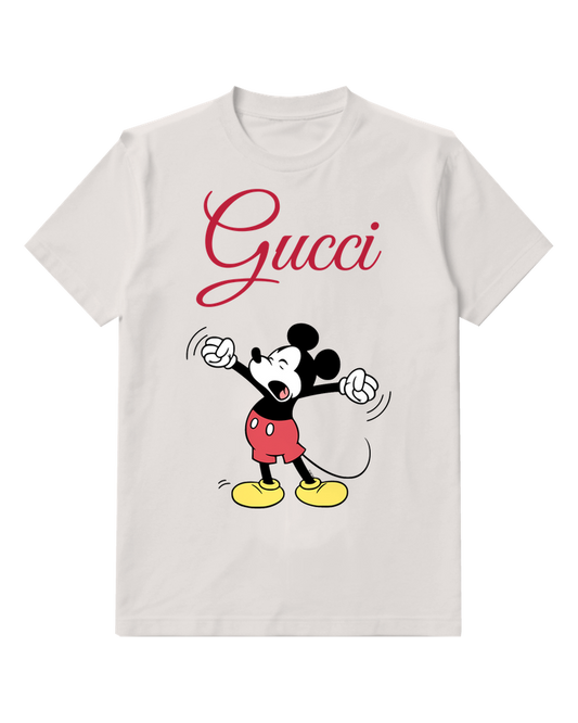 Light Gray Mickey Mouse Yawning Widely Graphic T-Shirt - front product view