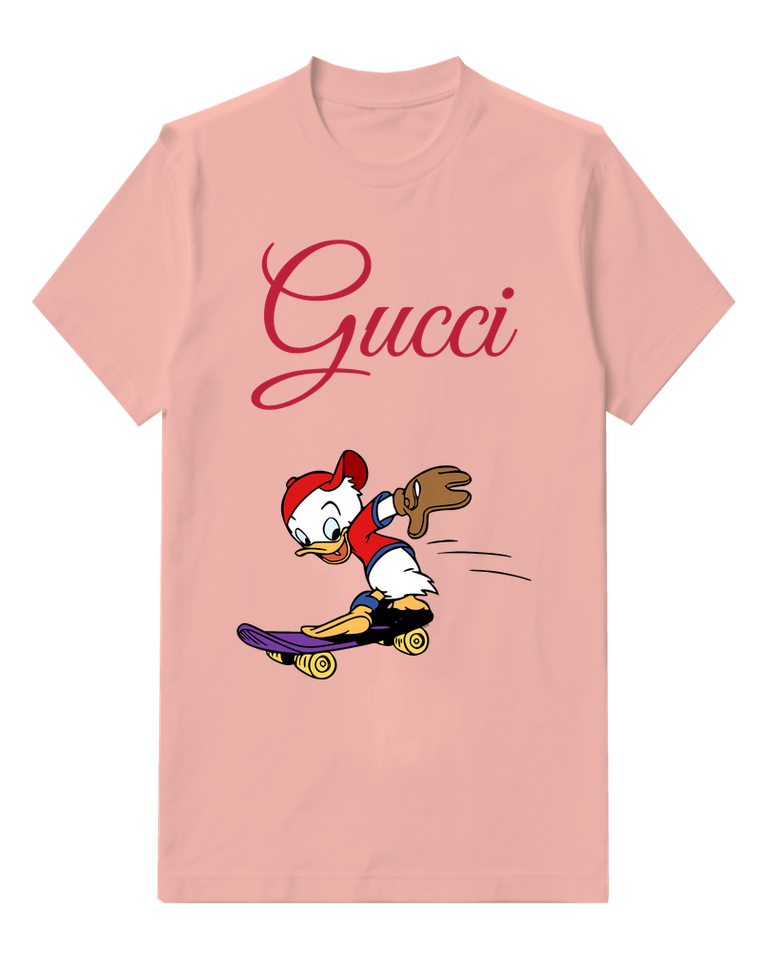 Blush Pink Donald Duck Skateboarding Crew Neck Graphic T-Shirt - front product view