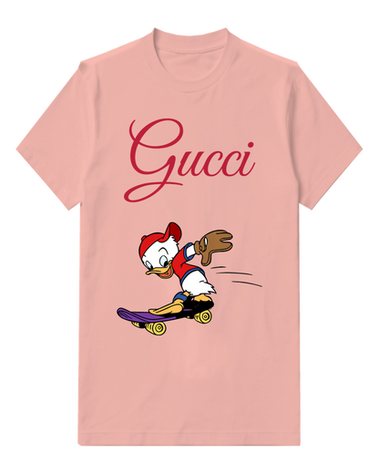 Blush Pink Donald Duck Skateboarding Crew Neck Graphic T-Shirt - front product view