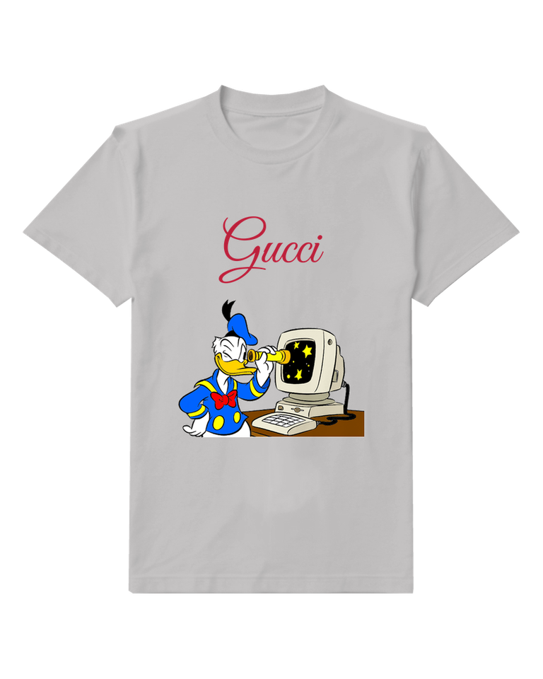 Light Gray Duck At Desktop Computer Graphic T-Shirt - front product view
