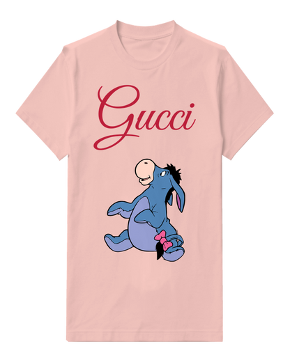 Blush Pink Walking Donkey Pink Bow Graphic T-Shirt - front product view