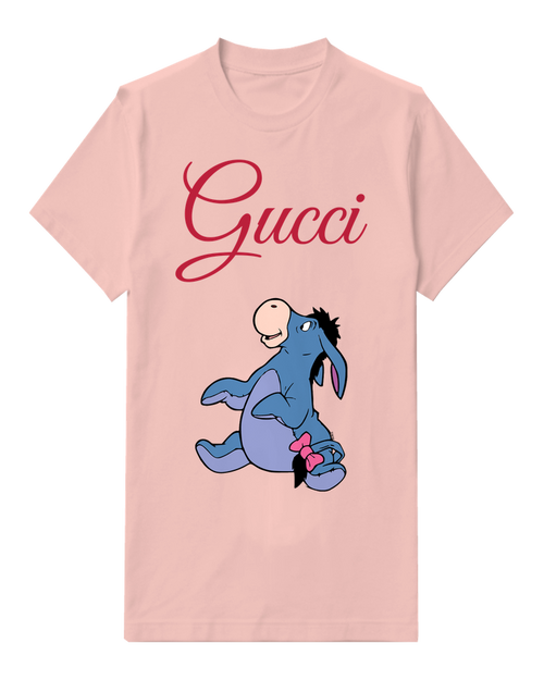 Blush Pink Walking Donkey Pink Bow Graphic T-Shirt - front product view