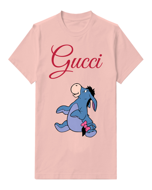 Blush Pink Walking Donkey Pink Bow Graphic T-Shirt - front product view