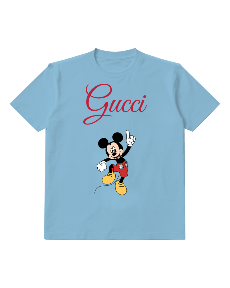 Sky Blue Pointing Mouse Lifted Shoe Graphic T-Shirt - front product view