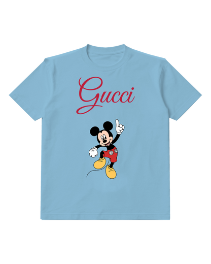 Sky Blue Pointing Mouse Lifted Shoe Graphic T-Shirt - front product view