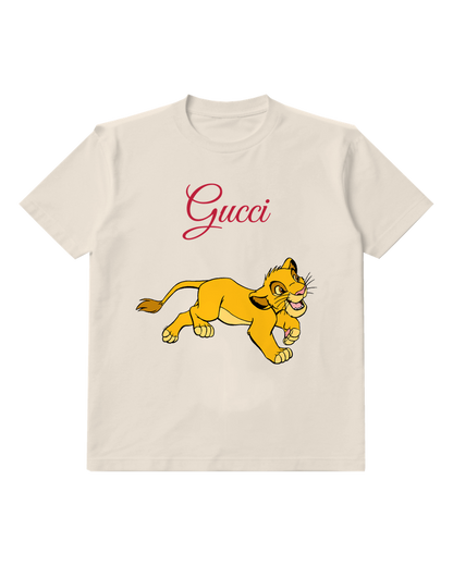 Ivory Young Lion Leaping Forward Graphic T-Shirt - front product view