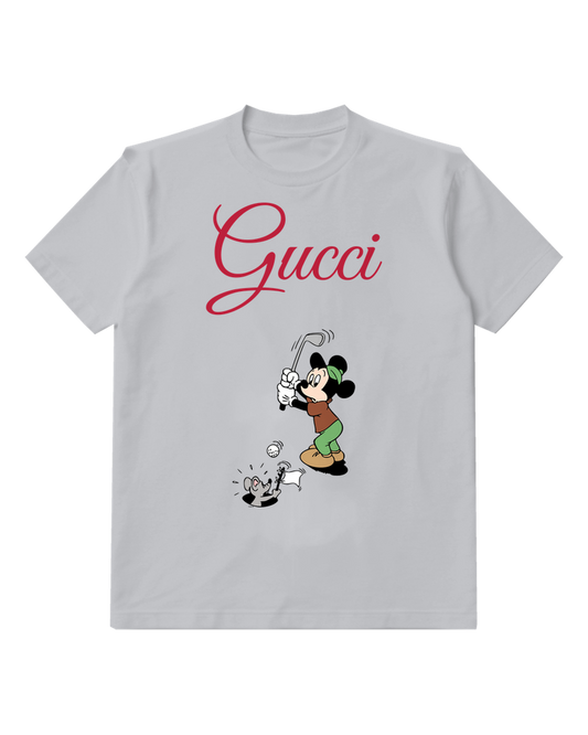 Light Gray Mickey Mouse Golfing Swinging Club Graphic T-Shirt - front product view